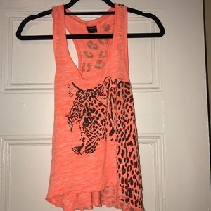 Bright orange cheetah tank